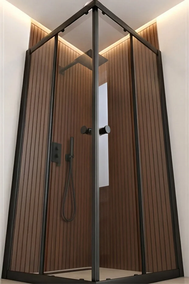 Duşakabin Kare Siyah Profil Şeffaf Cam